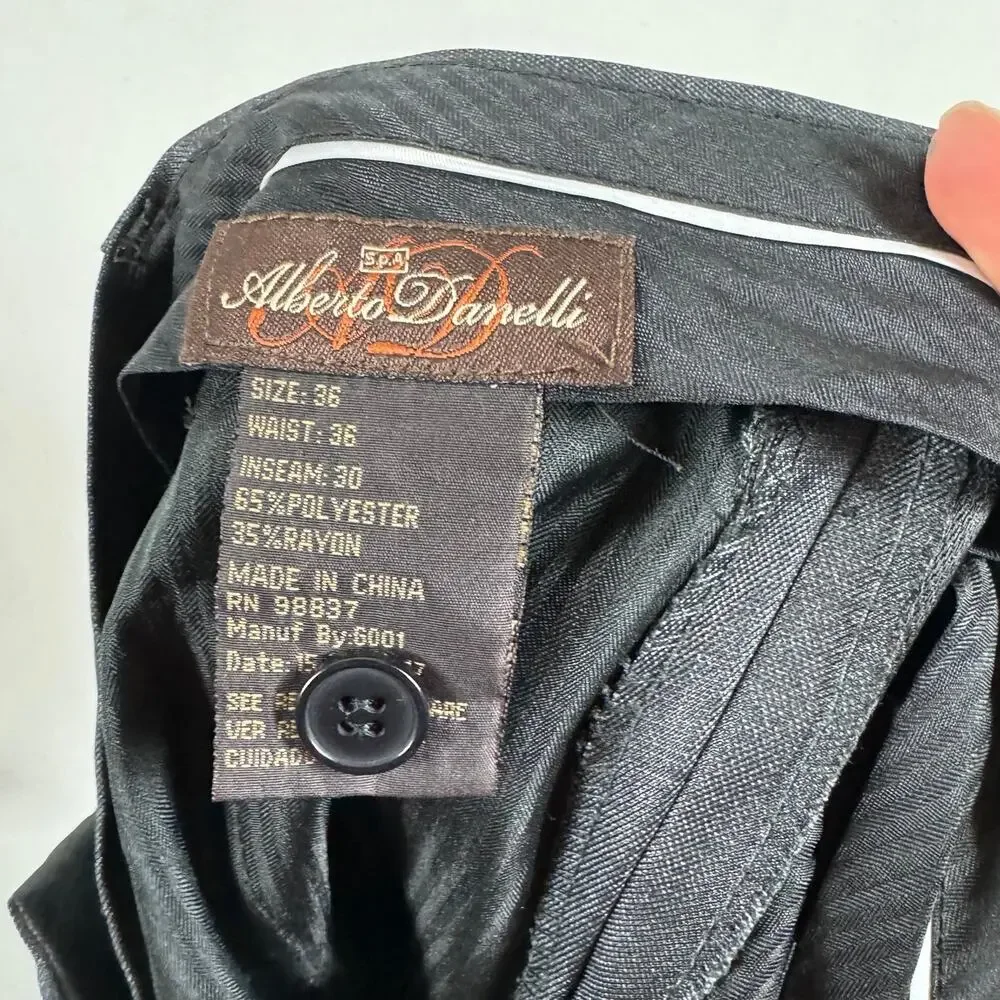 Alberto Danelli Dark Gray Flat Front Dress Pants Career Office 36x30
